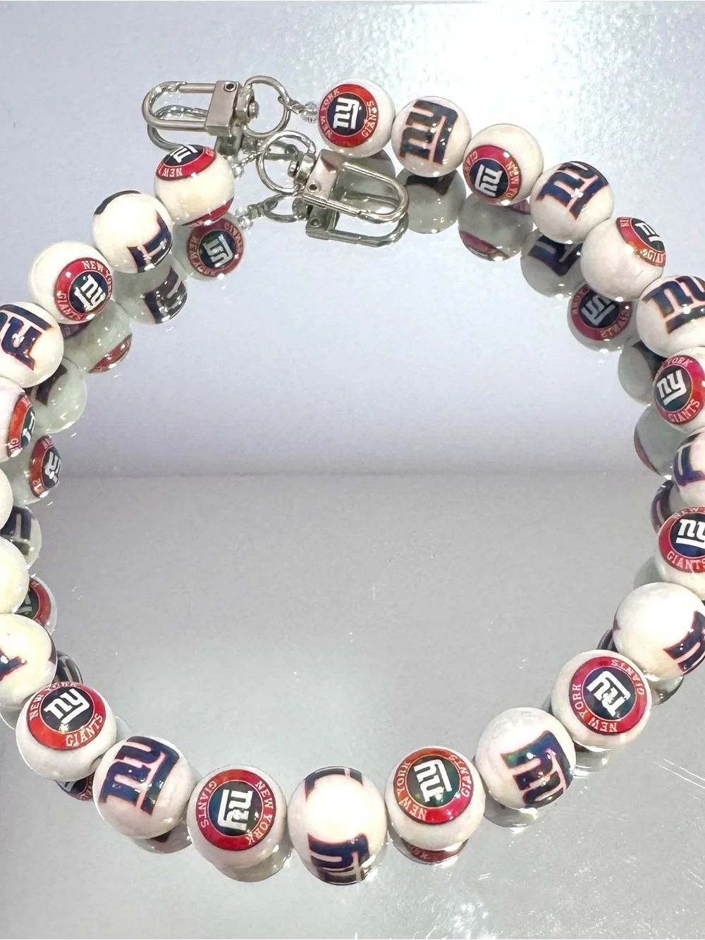 New White Beaded NY Bag Chain 18 inches